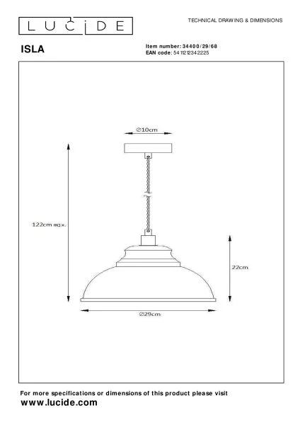 Lucide ISLA - Pendant light - Ø 29 cm - 1xE14 - Pastel Blue - technical